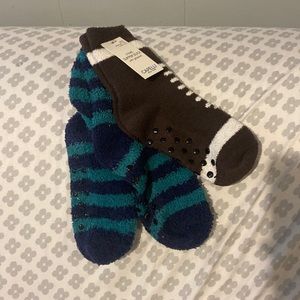 Boys Capelli New York 2pk. Football Slipper Socks Teal Combo